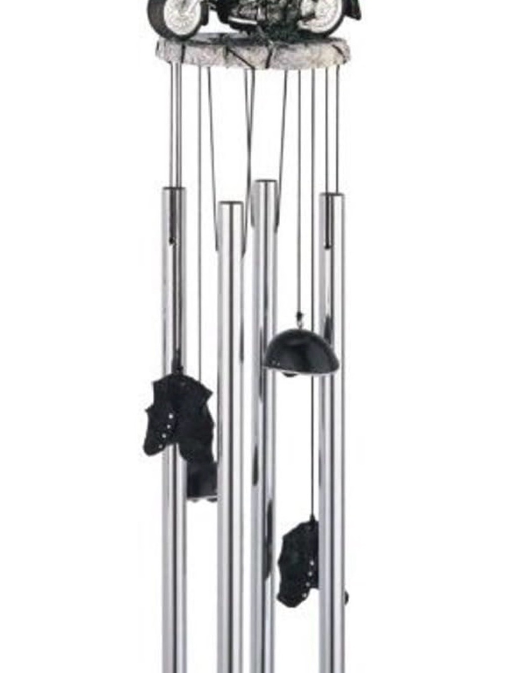 Harley-Davidson Motorcycle Top Wind Chime in Silver and Black - New in Box